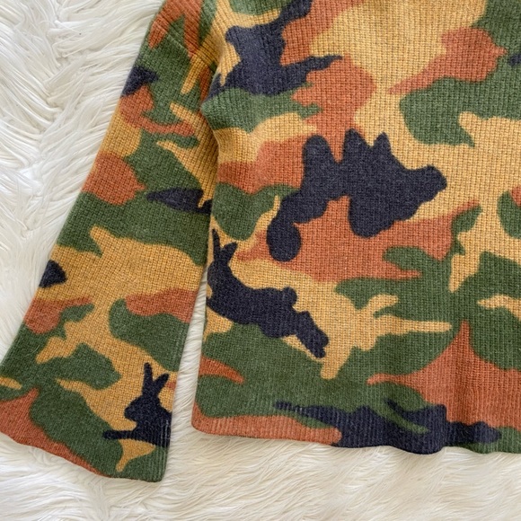 Madewell Orange Camo Wide Sleeve Wool Sweater - Picture 4 of 9